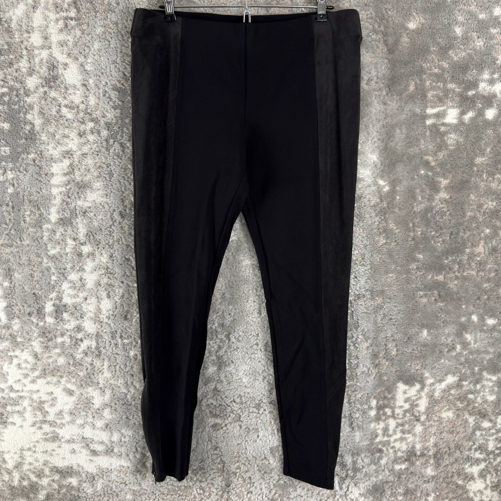 Nordstrom Size L Faux Suede Side Panel Ankle‎ Zip Skinny Leggings Black Women